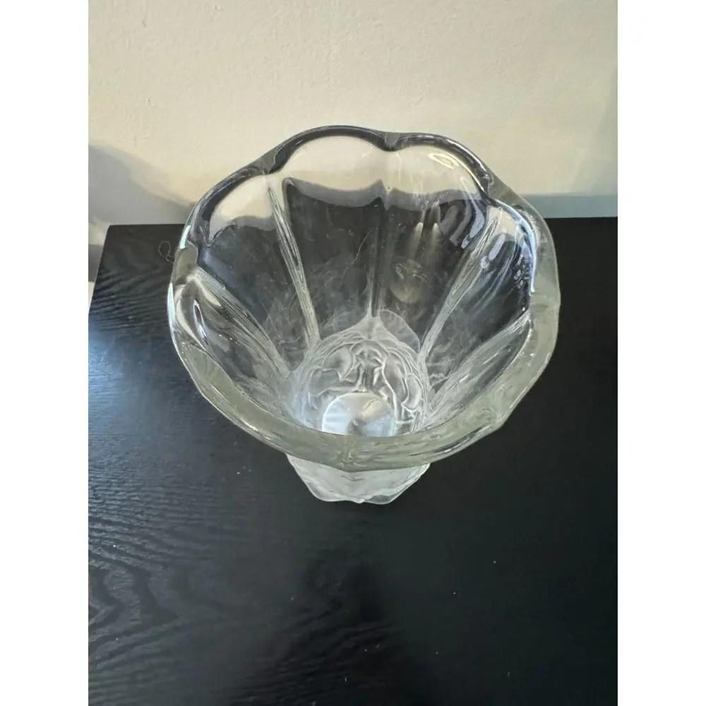 Imperlux Vintage Lead Crystal Frosted Rose Floral Vase